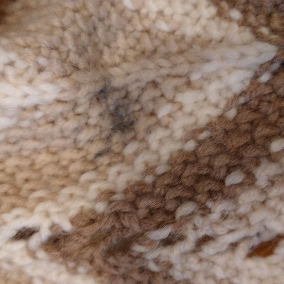 Small lucky brand long knit cardigan with belt cream tan brown chevron boho feel - Picture 4 of 5